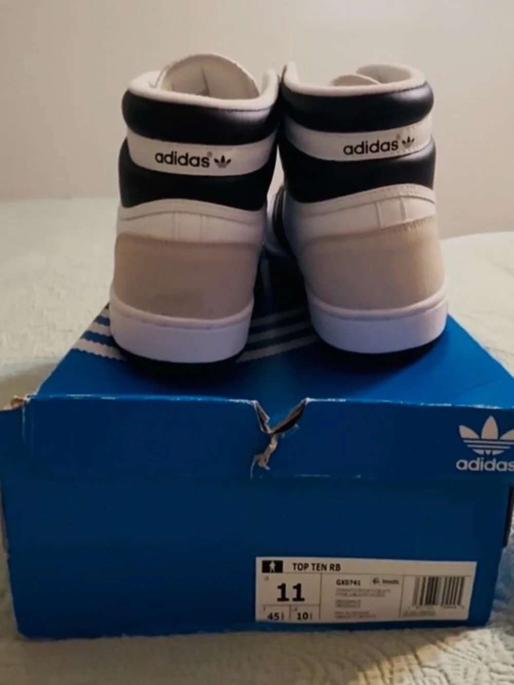Adidas Top 10 RB hightop sneakers, white/blk/crystal,11,NWT